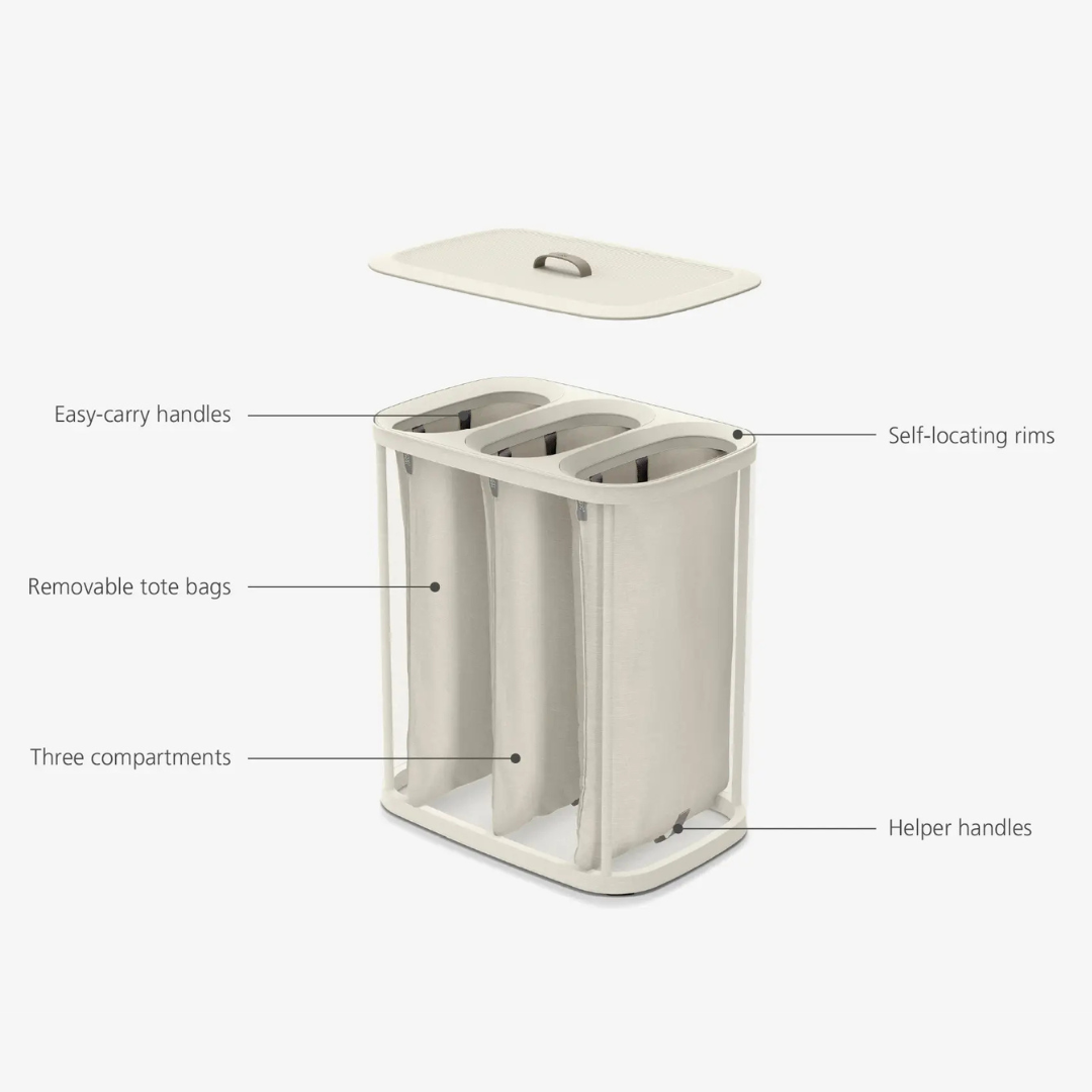 Tota Trio 90L Ecru Laundry Separation Basket