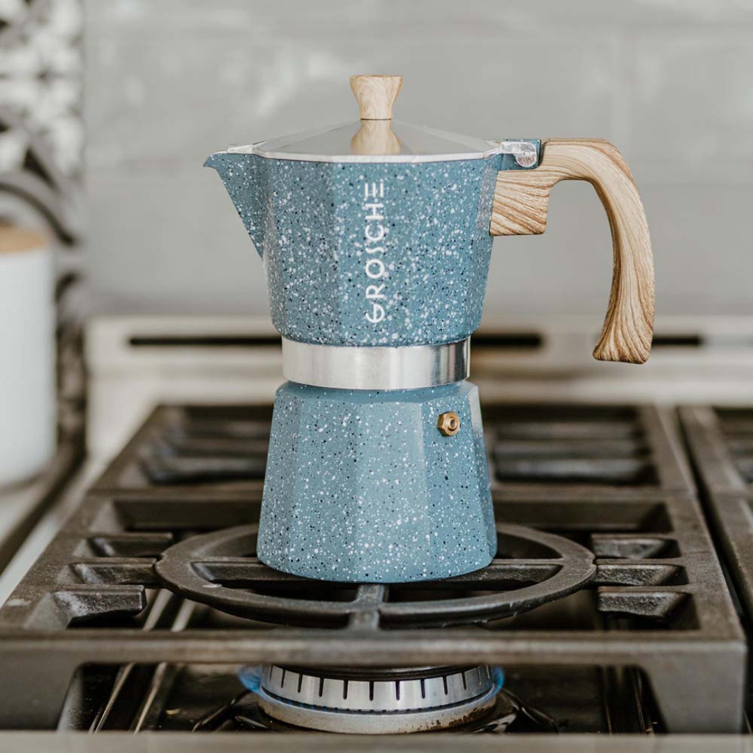 MILANO STONE Stovetop Espresso Maker, Moka Pot - 3 Cup Indigo Blue