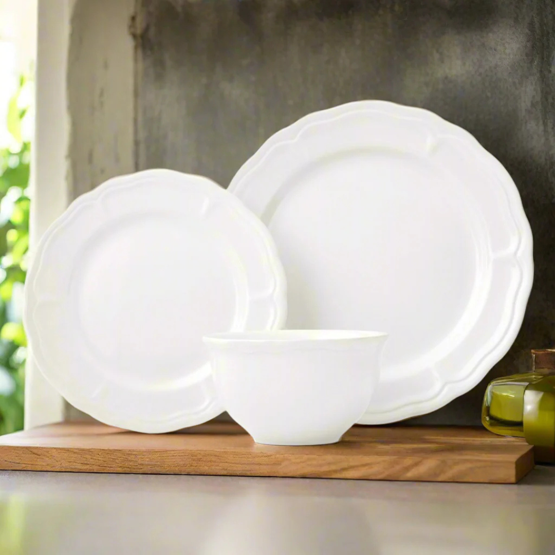 Madison White Stoneware 12 Piece