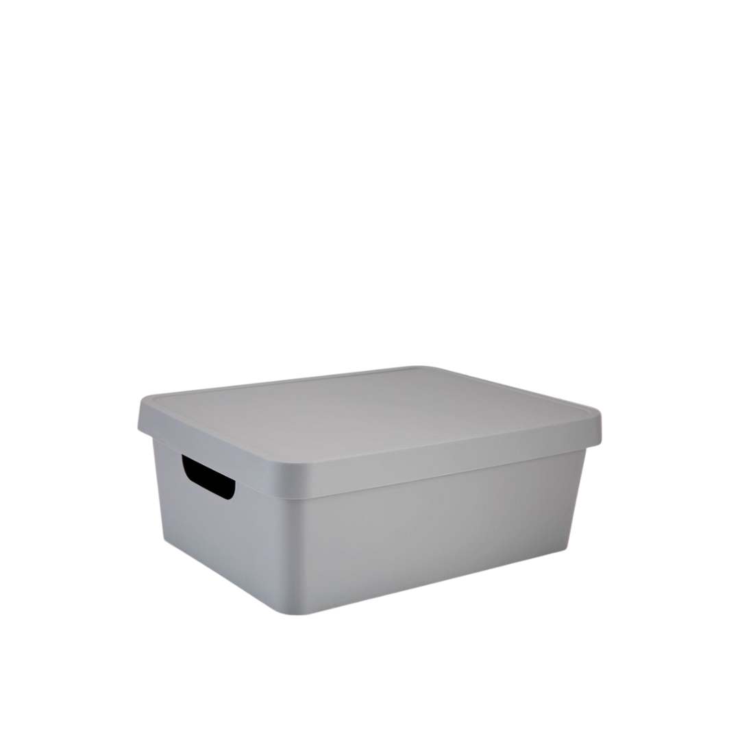 Caja de almacenamiento N&amp;T Cavan con tapa, 11 l, color gris