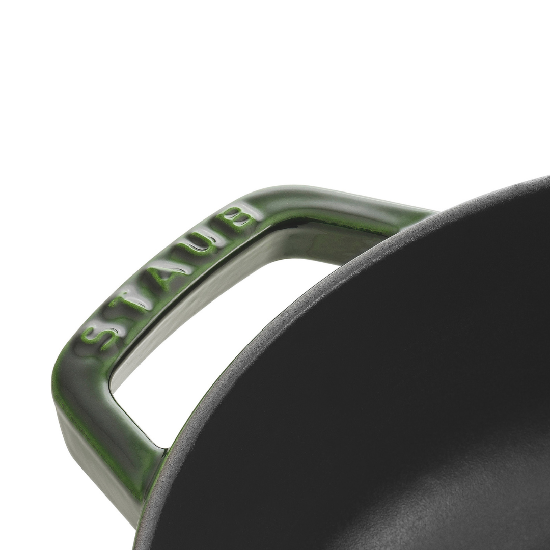 Braisers 11", Round Cast Iron Saute Pan - Basil-Green