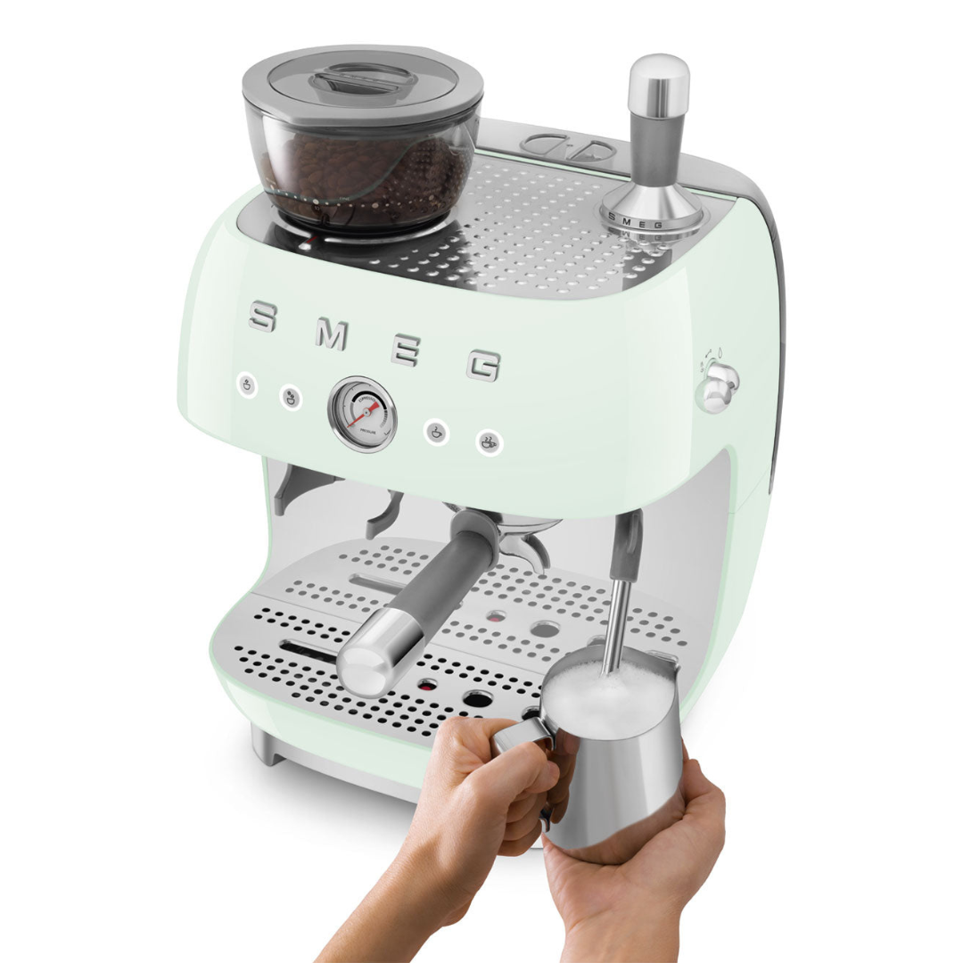 50s Retro Style Aesthetic Semi-Automatic Espresso Coffee Machine- Pastel Green