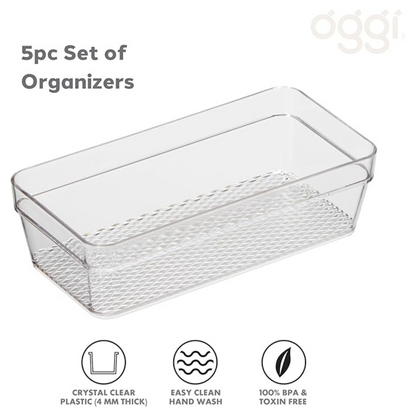 Set of 5 Clear Drawer Organizers