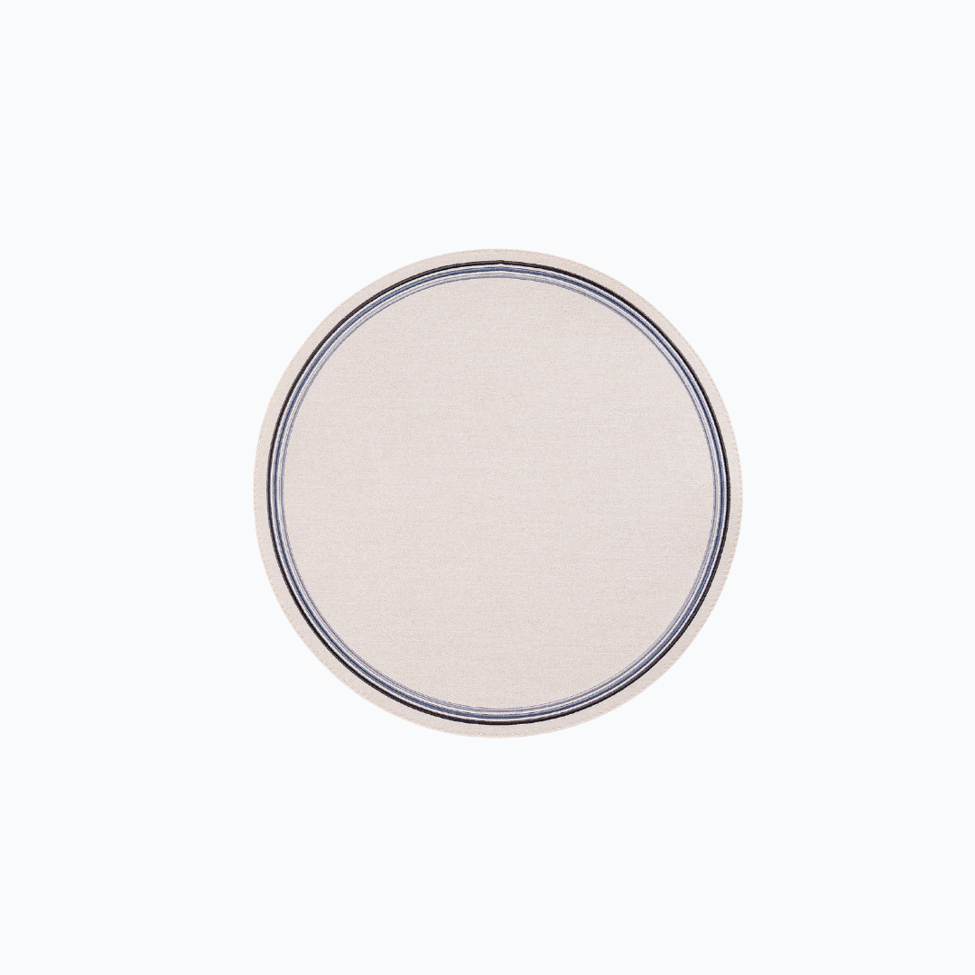 Madrid Circle Placemat with Tonal Embroidery - Gray