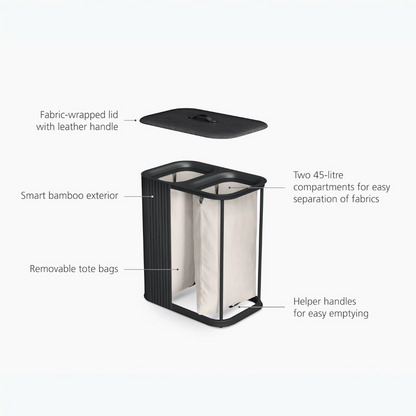 Tota Trio Luxe 90L Black Laundry Separation Basket