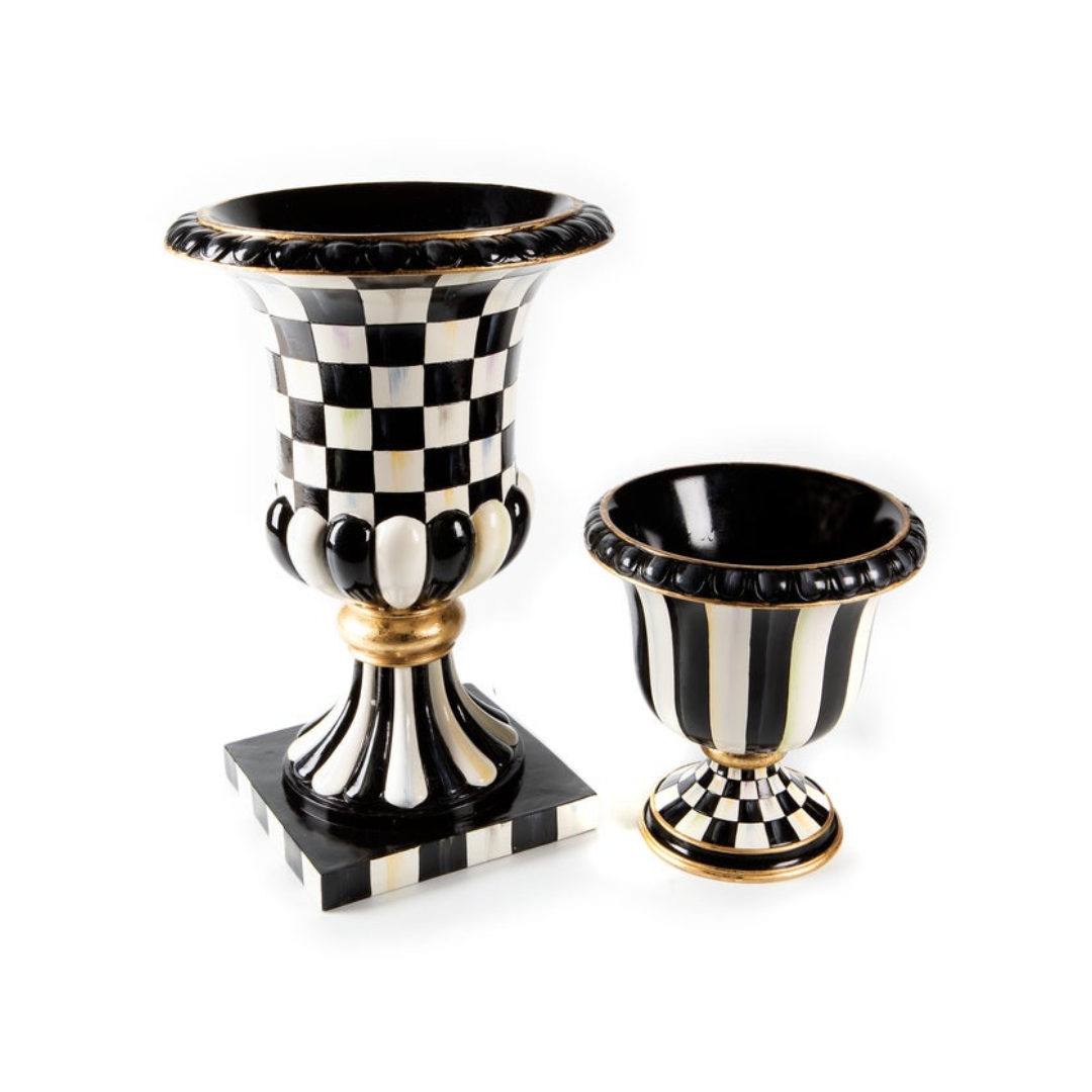 Courtly Check Pedestal Tabletop Urn