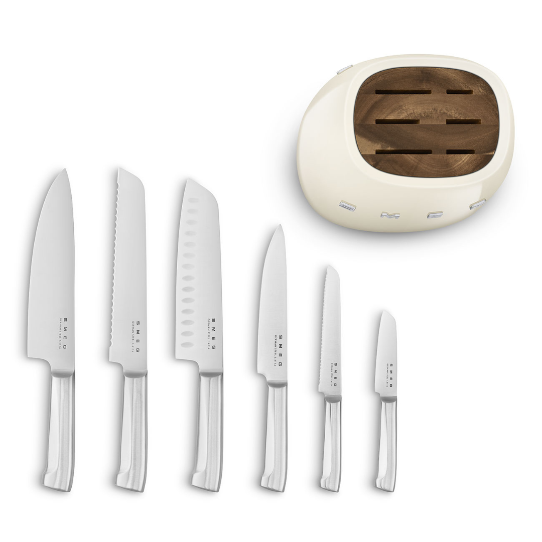 Cream 7-Piece Knife Block Set
