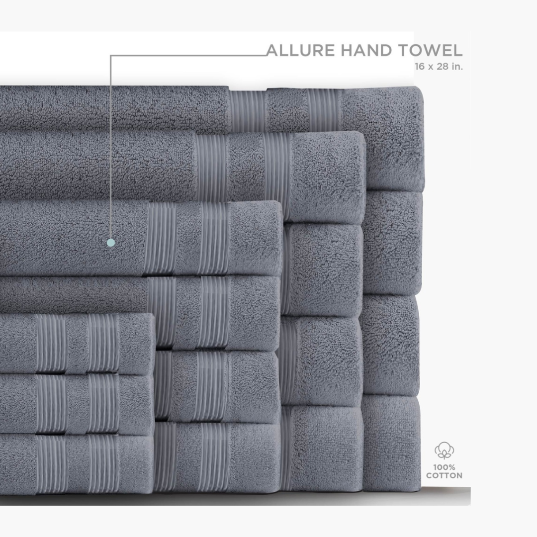 Allure Hand Towel Marble Grey 16" x 28"