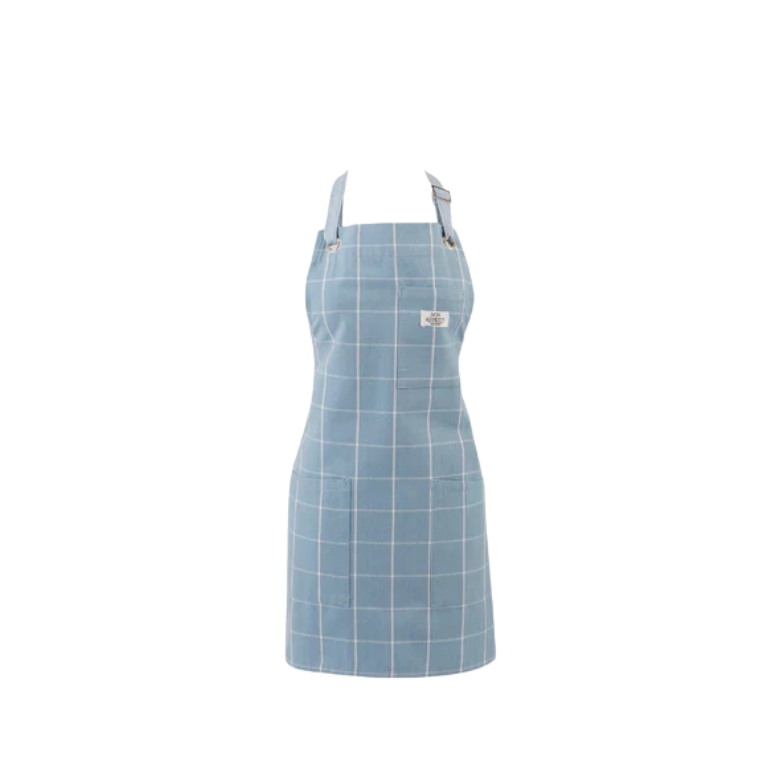 Dusty Blue Windowpane Apron