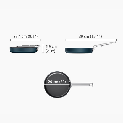 Space Folding Handle Ceramic Non-stick 20cm Blue Frying Pan