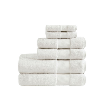 Turkish Cotton 6 Piece Bath Towel Set - White