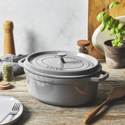 Cast Iron Oval Cocotte 31cm - Graphite Grey