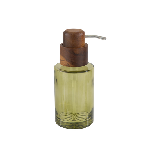 Vaso Soap Dispenser - Glass /Acacia Pump Green