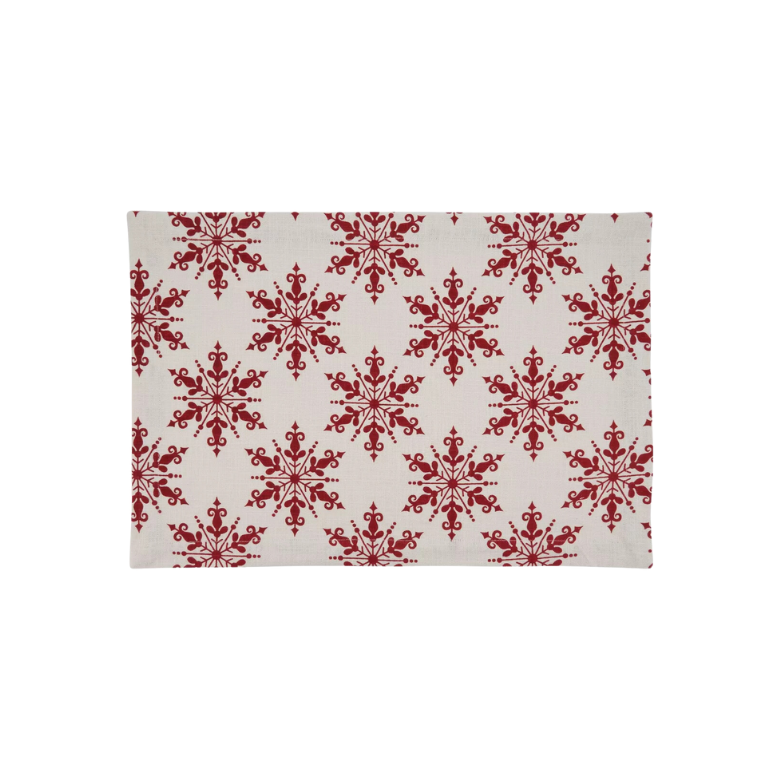 Mantel individual con copos de nieve, color rojo, 14 x 20 pulgadas