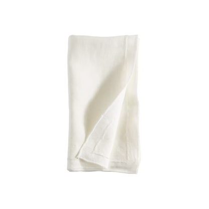 Stonewashed Overlock Border Napkin Ivory Set Of 4