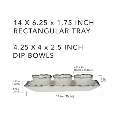 Regency Silver 4pc Tray And Condiment Bowls 14.25in X 6 in