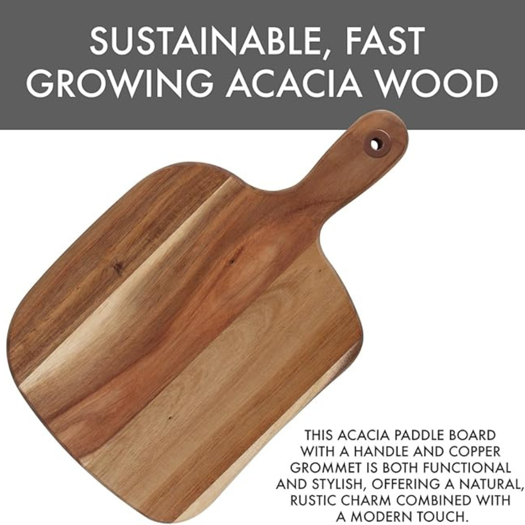 Acacia Paddle Brd W/CU Crommet 11x14.5 x 0.75