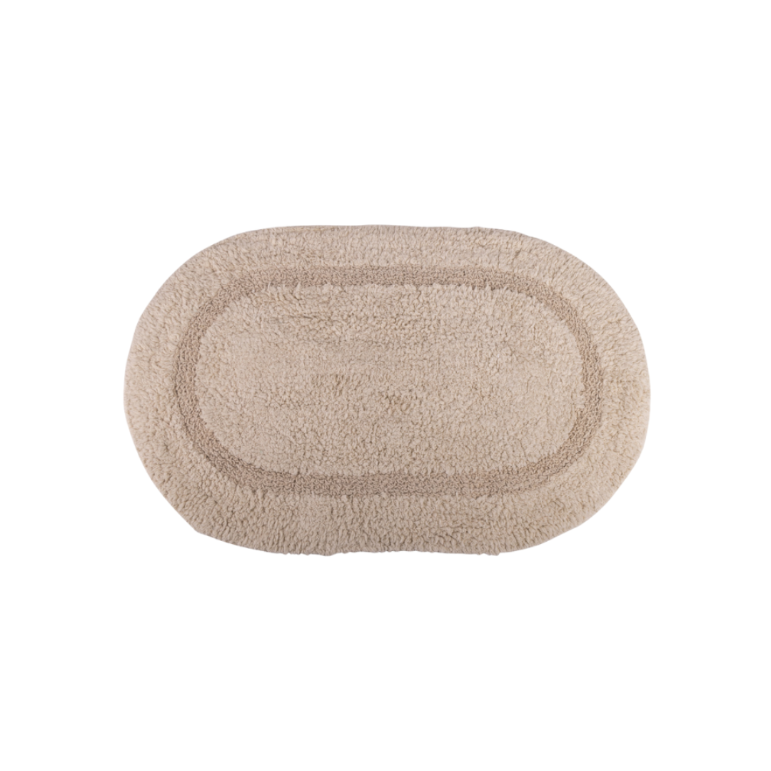 Serene Bath Mat Oval Cotton Reversible Taupe 18" X 28" Gsm 1500