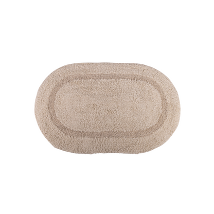 Serene Bath Mat Oval Cotton Reversible Taupe 18" X 28" Gsm 1500