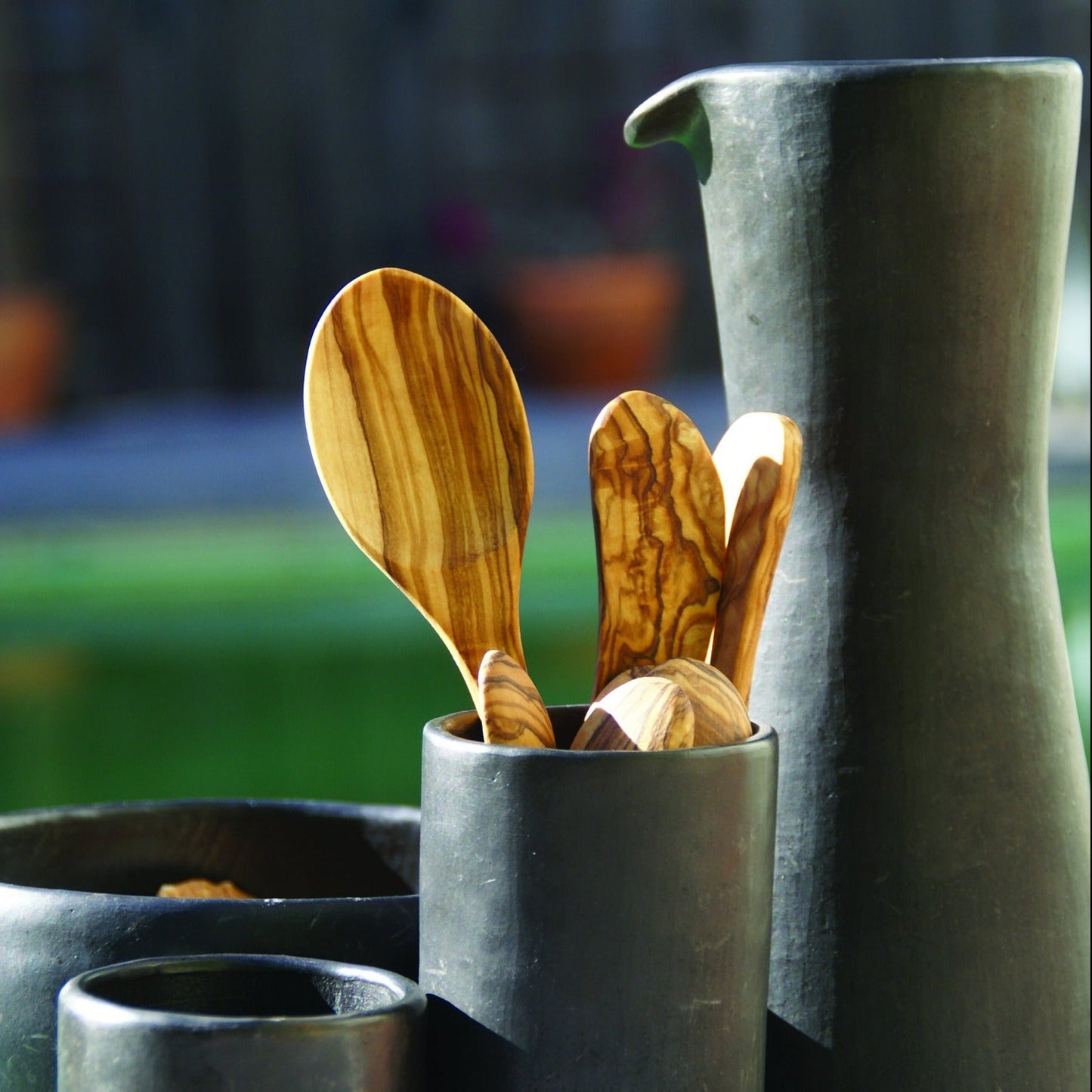 Olive Wood Spoons, Large Set of 4