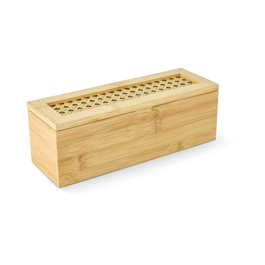 4 Section Bamboo W/Rattan Organizer