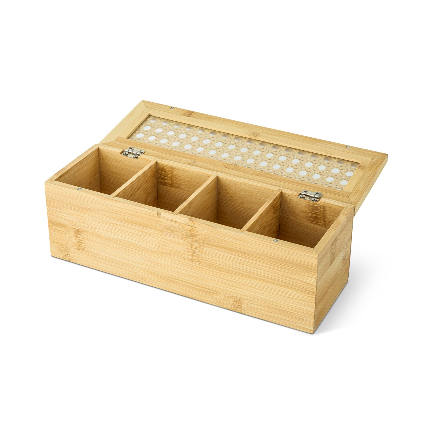 4 Section Bamboo W/Rattan Organizer