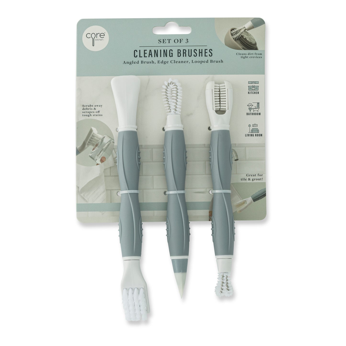 3Pc Tile And Grout Brush Set Steamboat