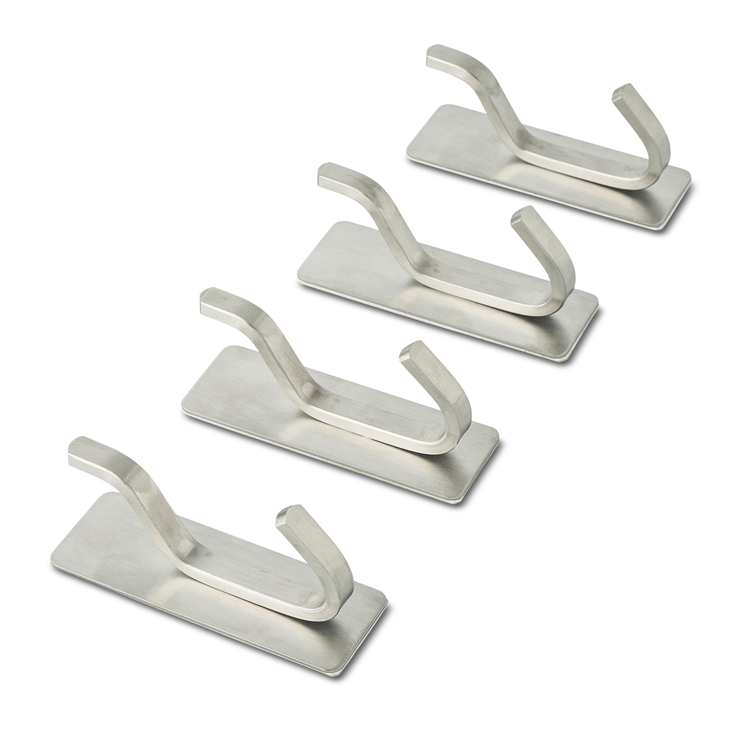 4Pk Self Adhesive Wall Hook Set Silver