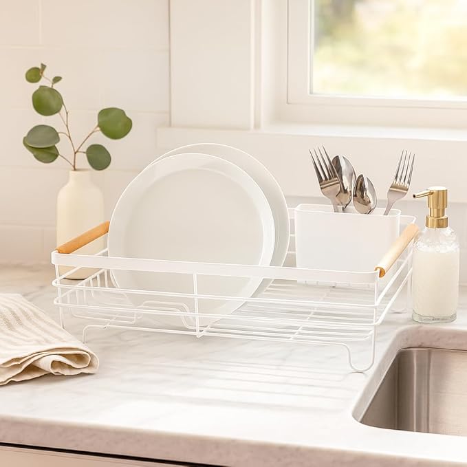 Basket Dish Drain W/Caddy White