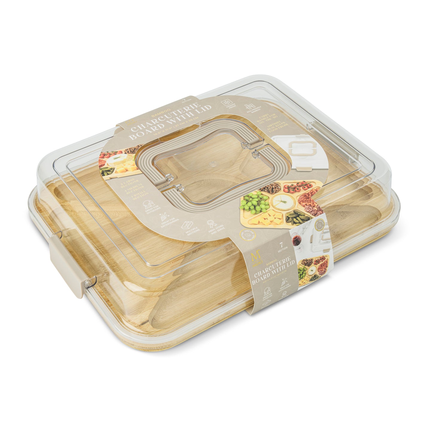 Section Rectangle Wood Charcuterie Storage Taupe Latte