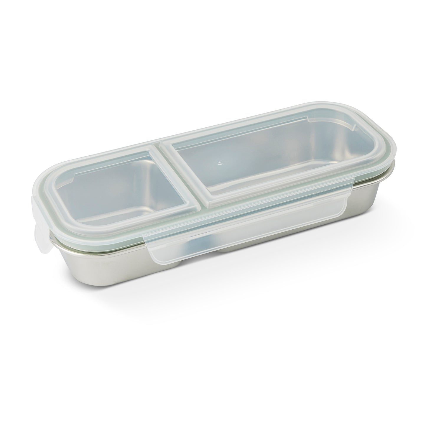 2 Section SS Snack Container W/ Snap Lid Mossy Stone
