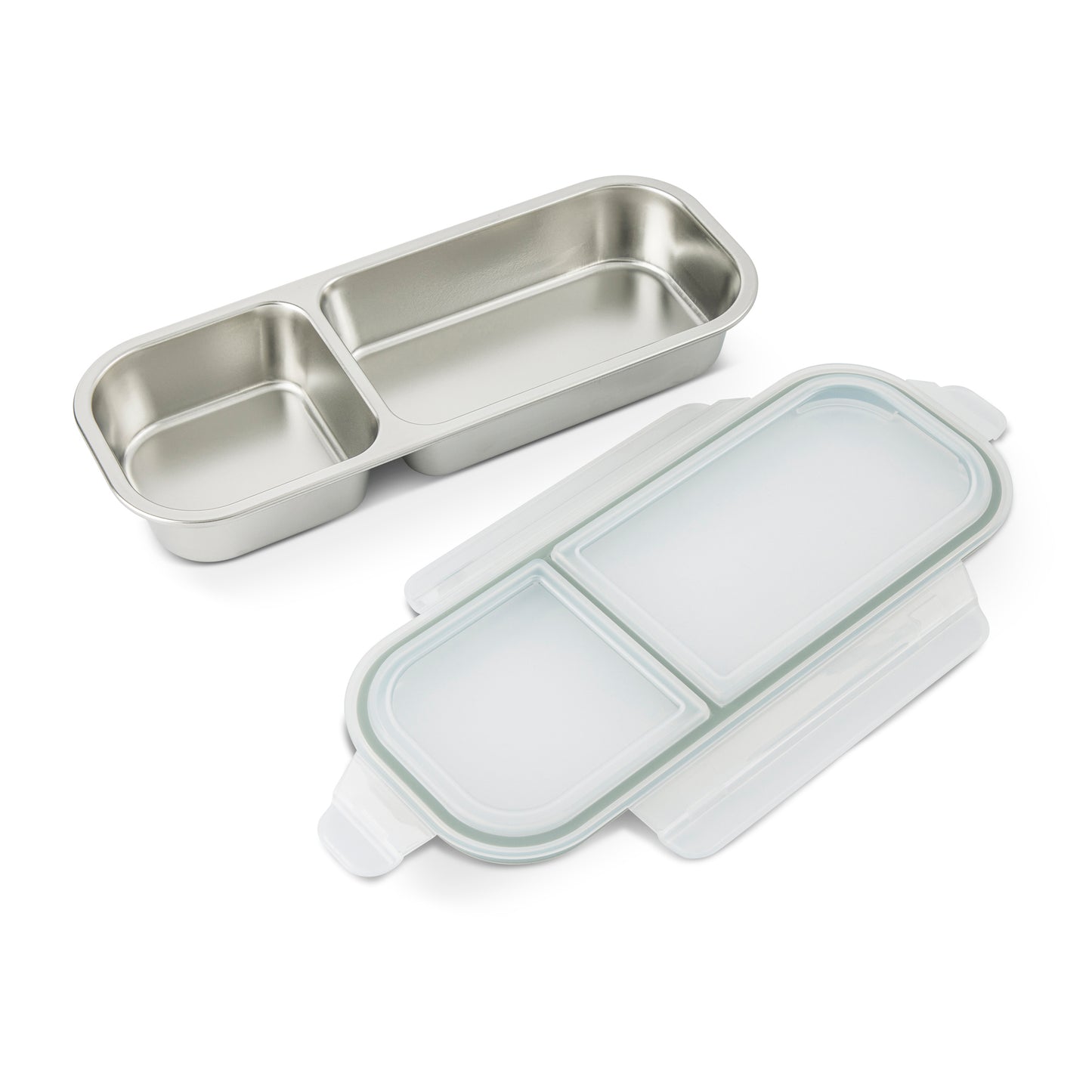 2 Section SS Snack Container W/ Snap Lid Mossy Stone