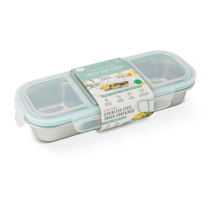 3 Section SS Snack Container W/ Snap Lid French Blue