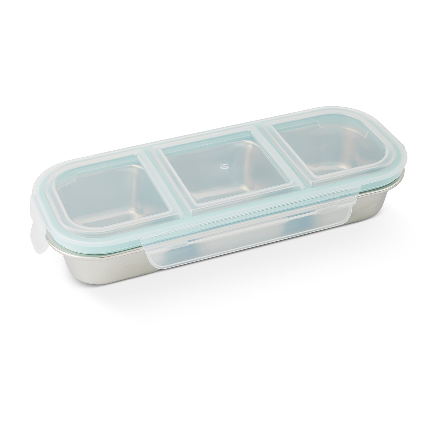 3 Section SS Snack Container W/ Snap Lid French Blue