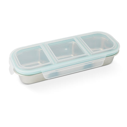 3 Section SS Snack Container W/ Snap Lid French Blue