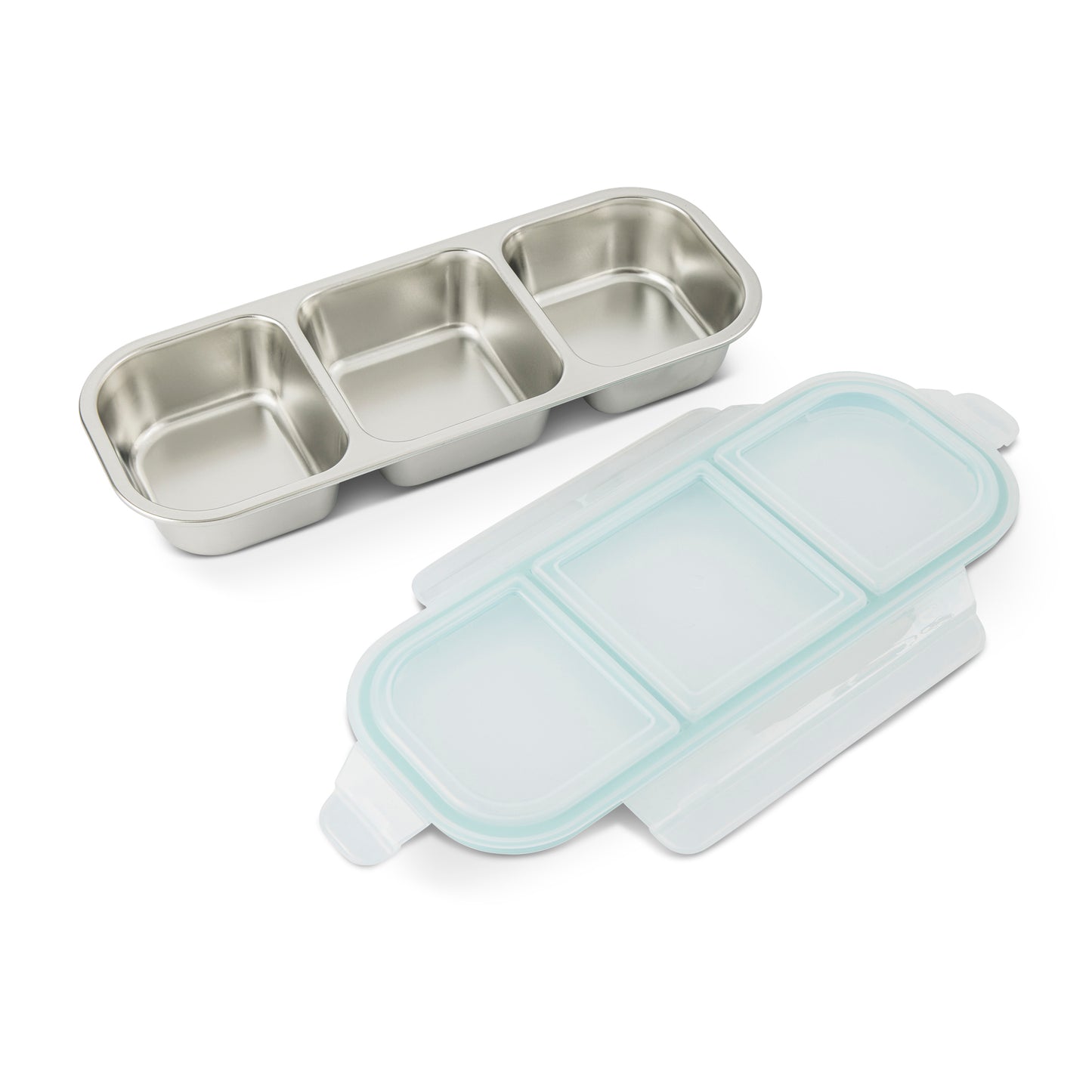 3 Section SS Snack Container W/ Snap Lid French Blue