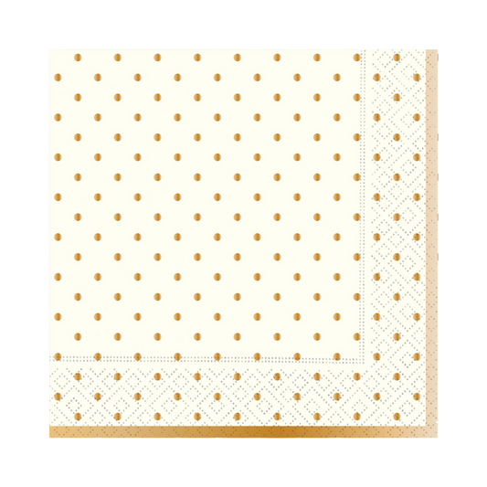Gold Swiss Dots-Cream Napkin - Luncheon