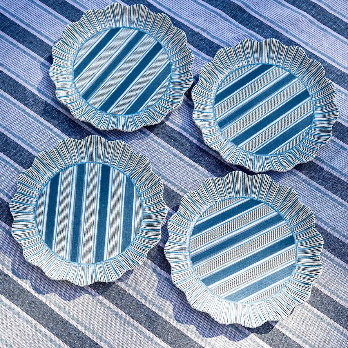Cabana Stripe Melamine Dinner Plate Assorted Set/4 - Multi