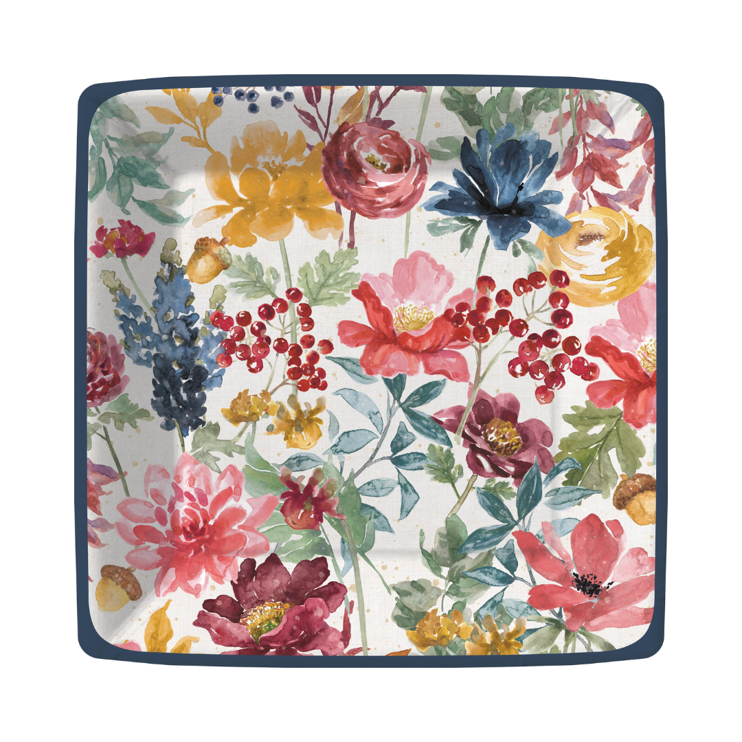 Fall Florals Paper Dinner Plate - Square