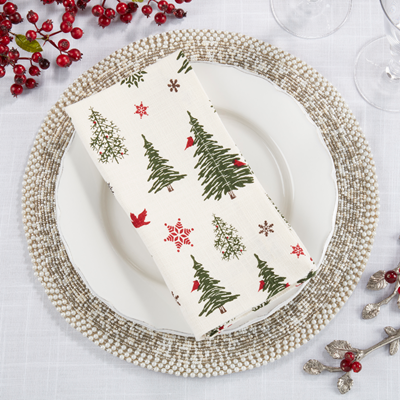 Christmas Tree Napkin  Ivory 20"