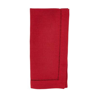 Hemstitched Border Napkin Red - Set of 4