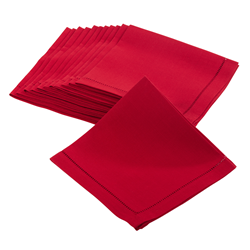 Hemstitched Border Napkin Red - Set of 4