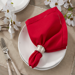Hemstitched Border Napkin Red - Set of 4