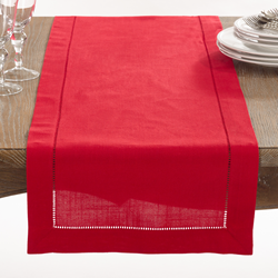 Runner with Hemstitched Border - 16"x90" Oblong Red