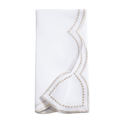 Embroidered Polka Dot Napkin W/ Scalloped Border - Set of 4