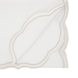 Embroidered Polka Dot Runner W/ Scalloped Border 16"X70" Oblong