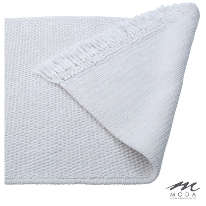 Carlaw Bath Mat Tasseled 100% Cotton White 21"X 34"