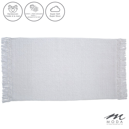 Carlaw Bath Mat Tasseled 100% Cotton White 21"X 34"