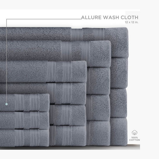 Allure Wash Towel Marble Grey 12"x 12"