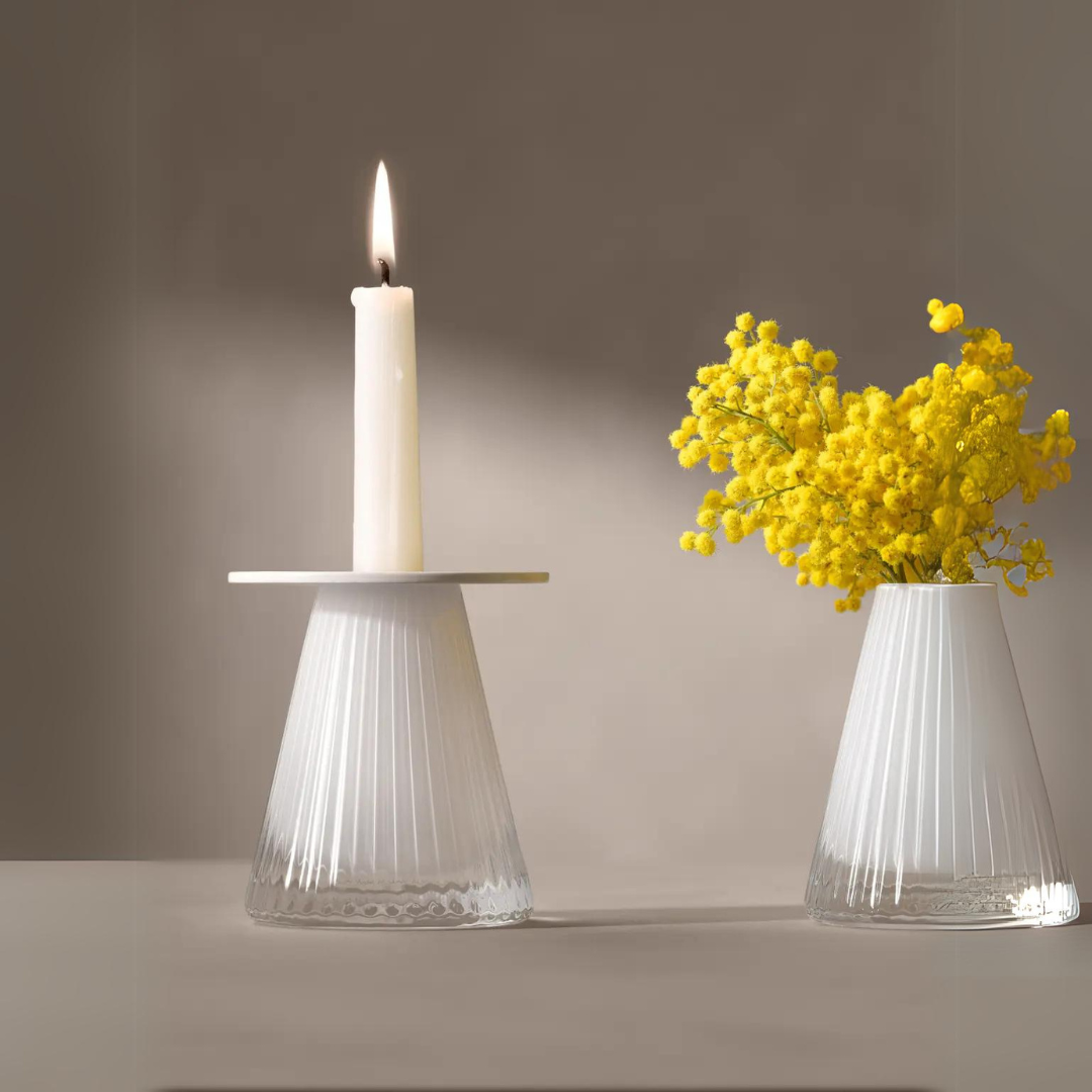 Beacon Candle Holder/Vase H4in White/Chalk White